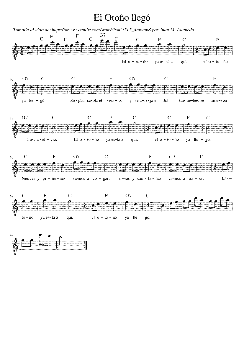 Partitura De Oto o Llego Partituras