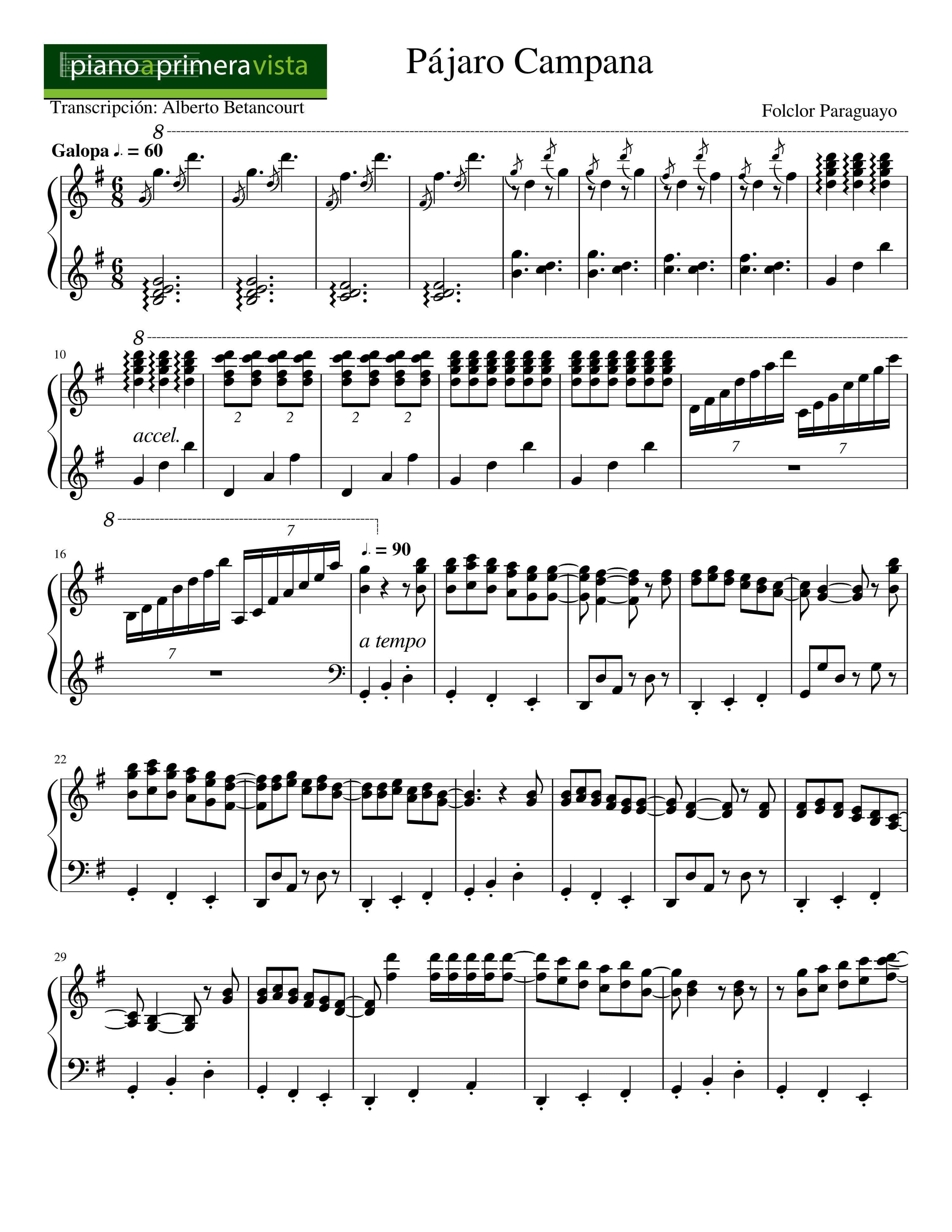 Partitura Pajaro Campana