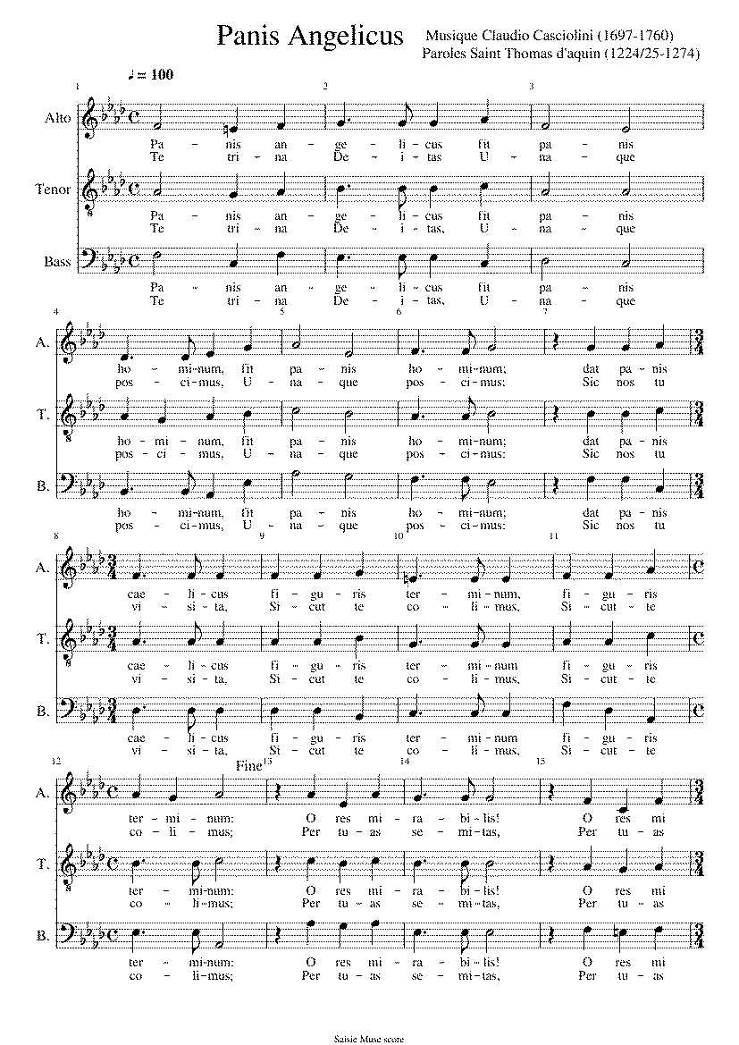 Partitura Panis Angelicus Casciolini