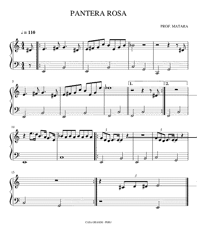 Partitura Pantera Rosa