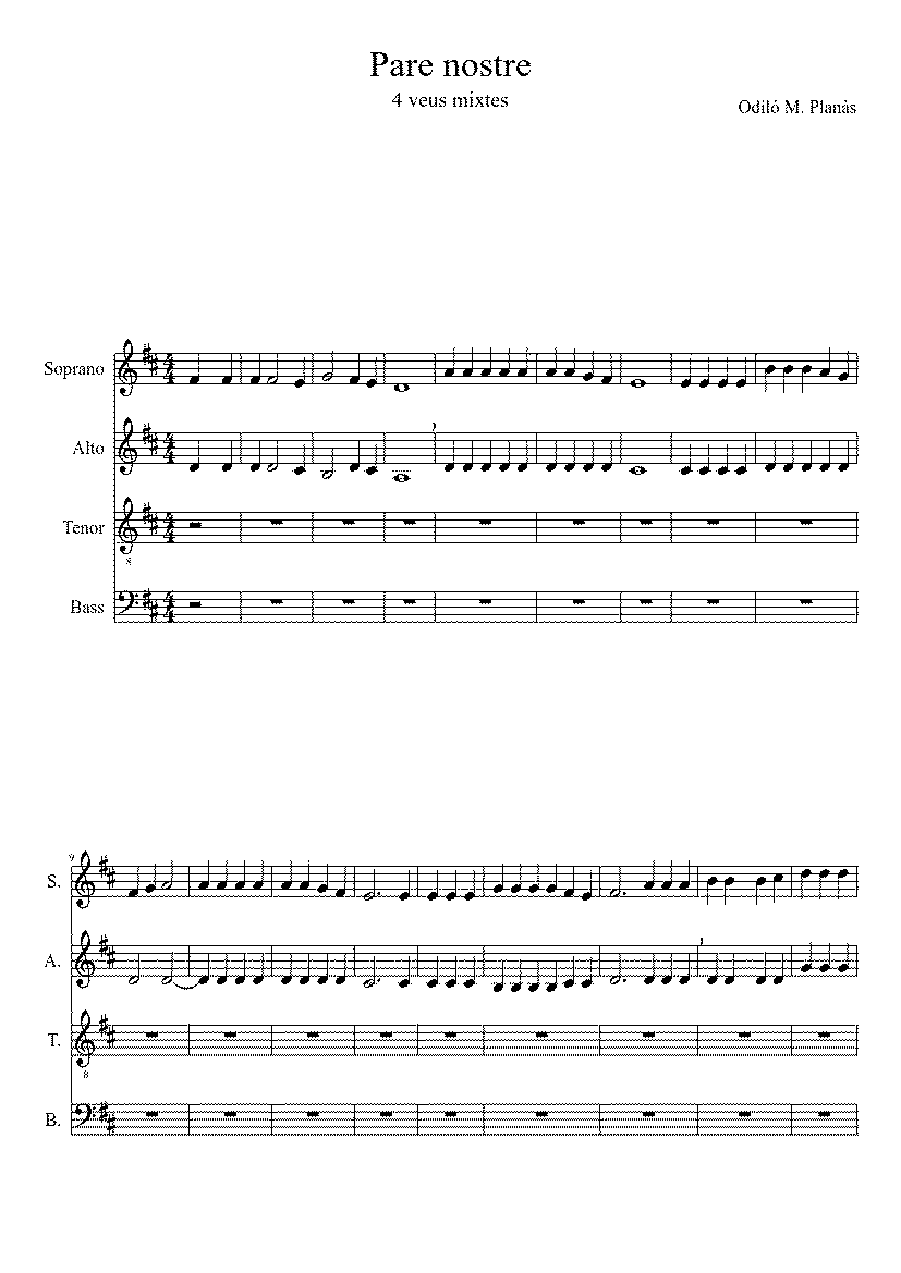 Partitura Pare Nostre Odilo Planas