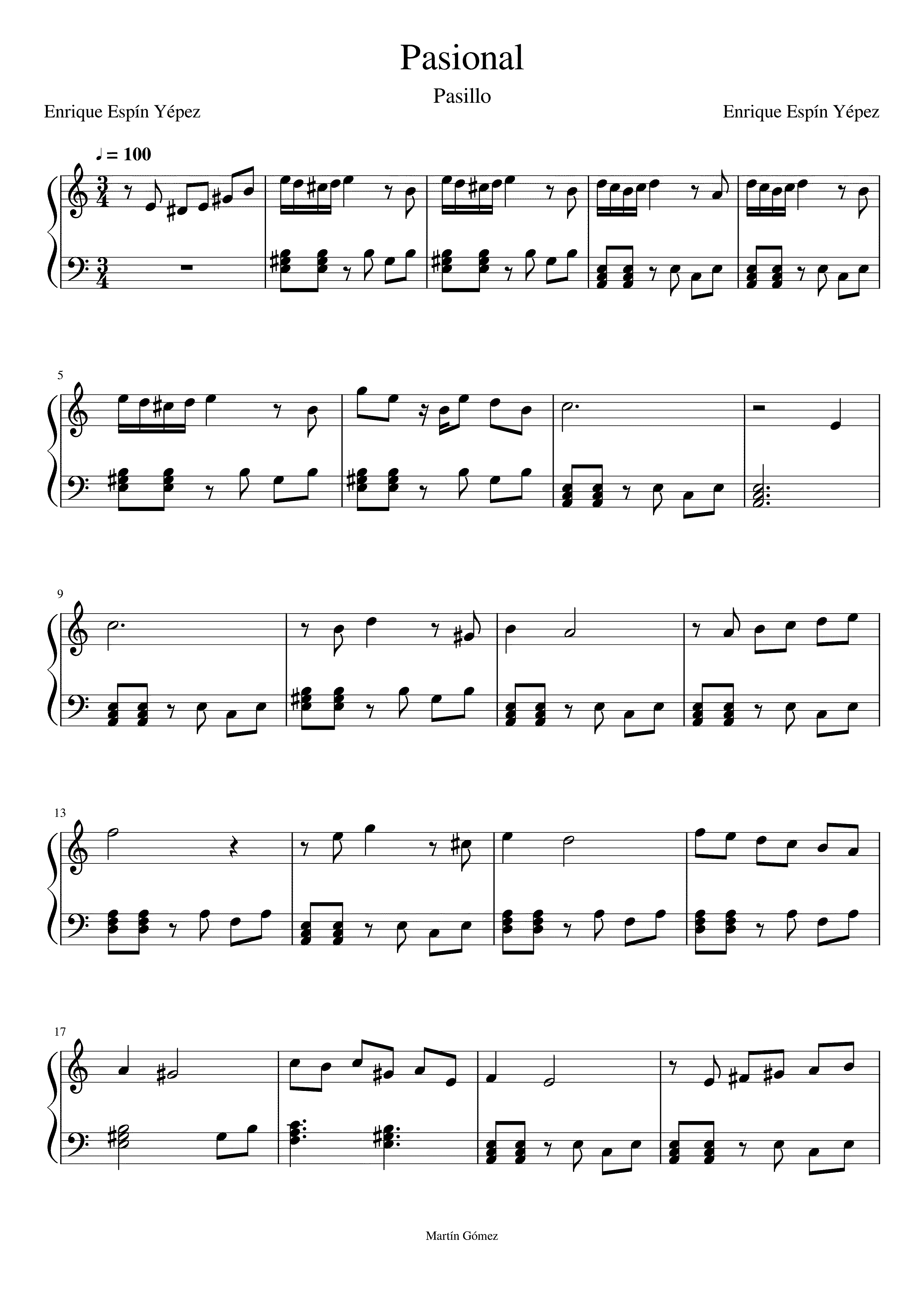 Partitura Pasional