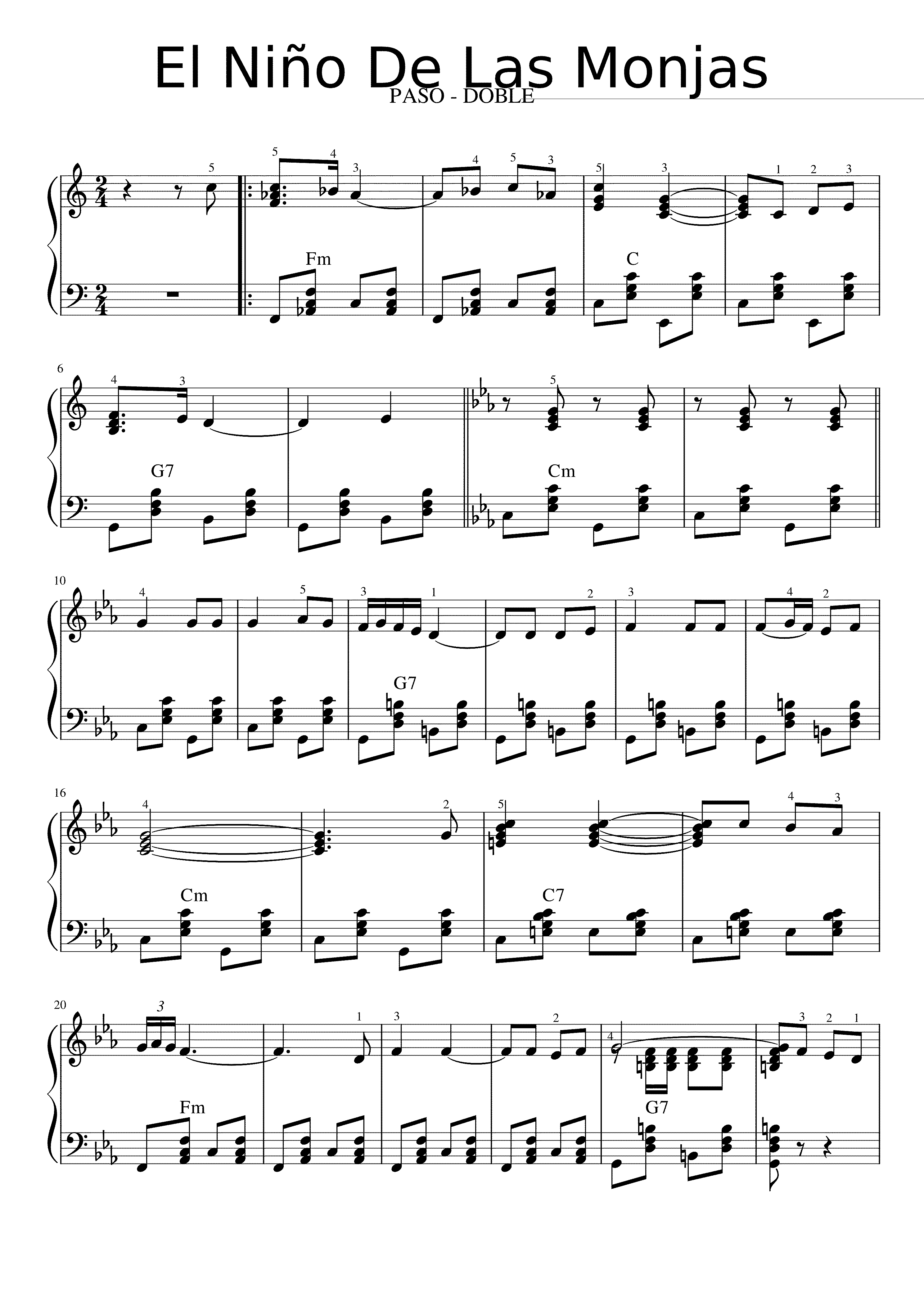 Partitura Paso Doble