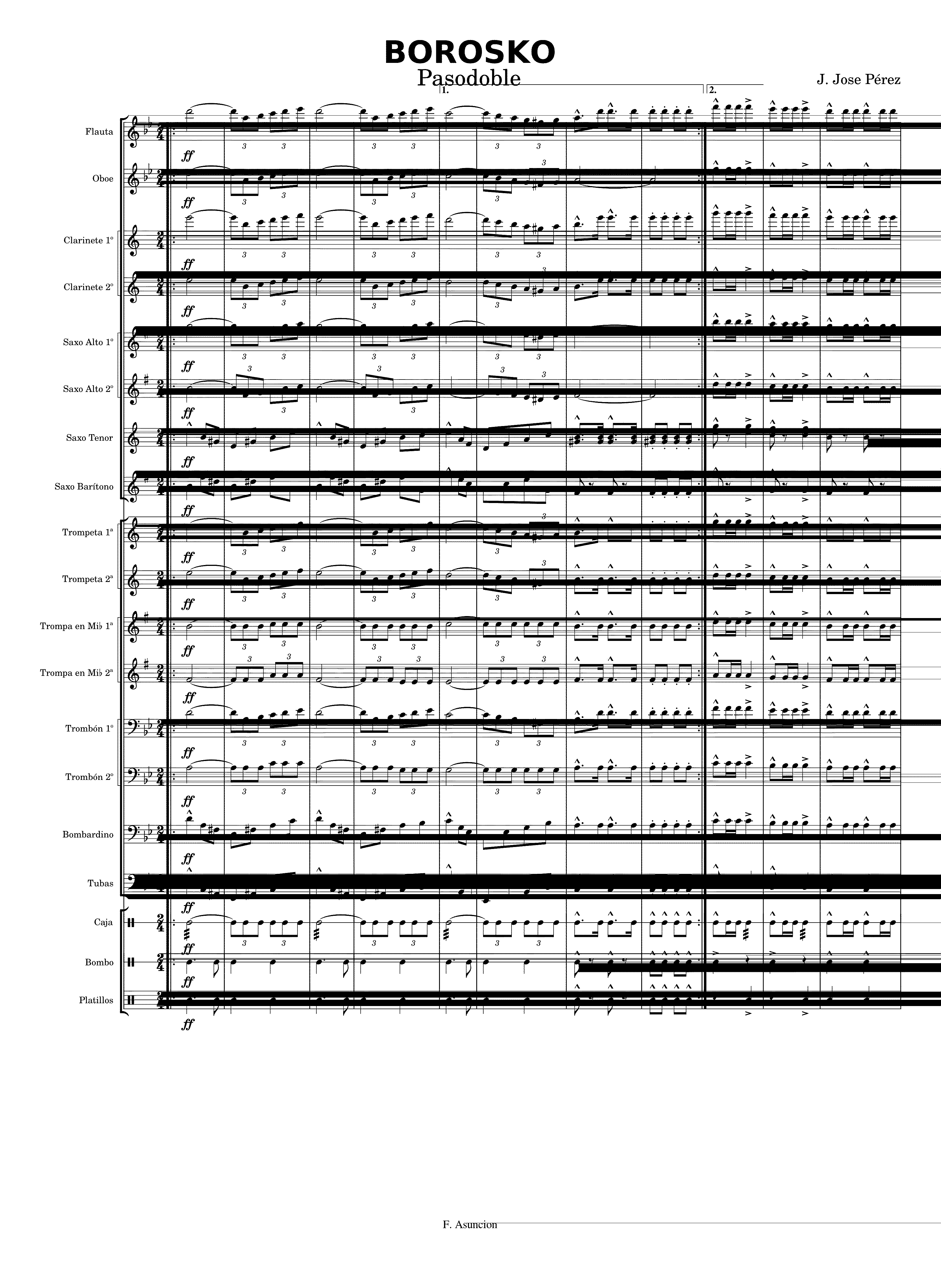 Partitura Pasodoble Borosko