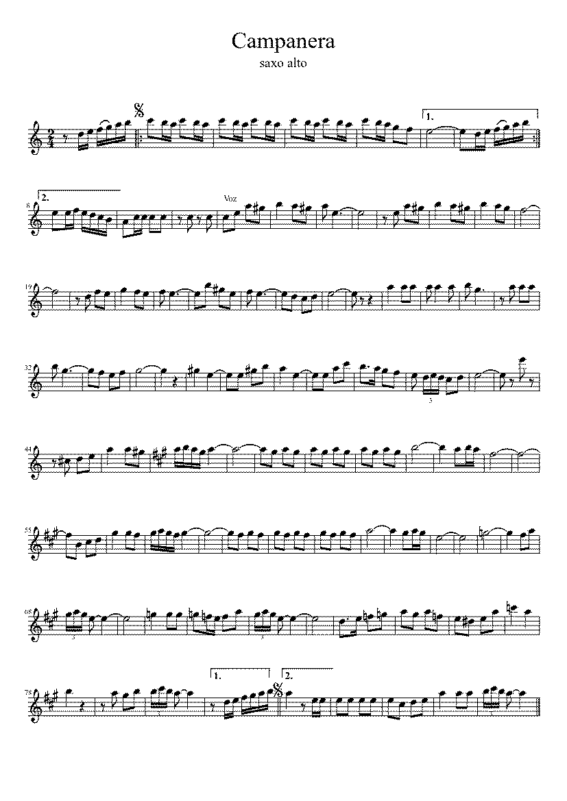 Partitura Pasodoble Campanera