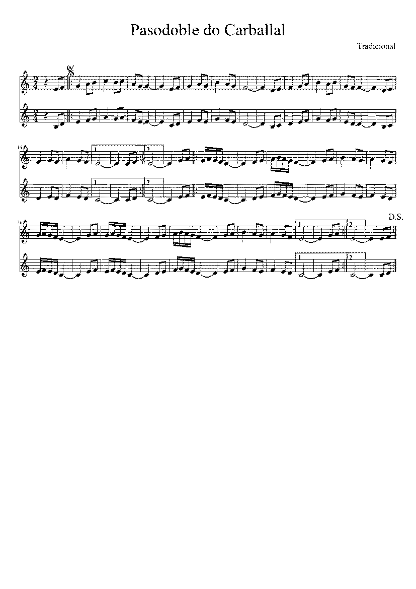 Partitura Pasodoble Carballal