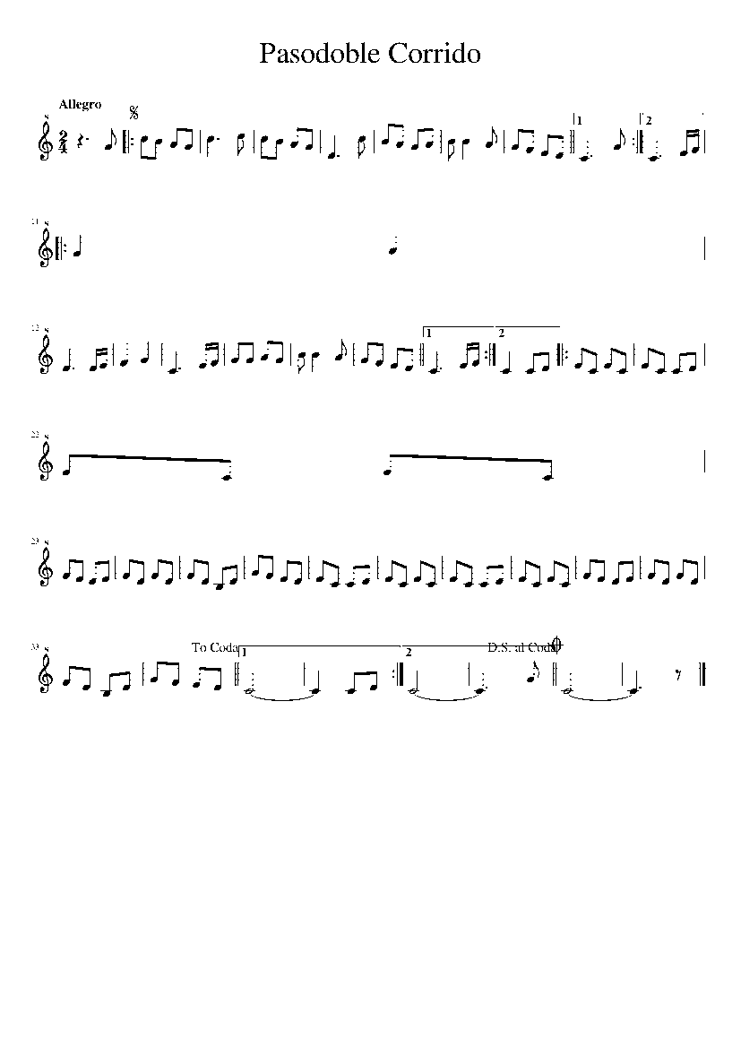 Partitura Pasodoble Corrido