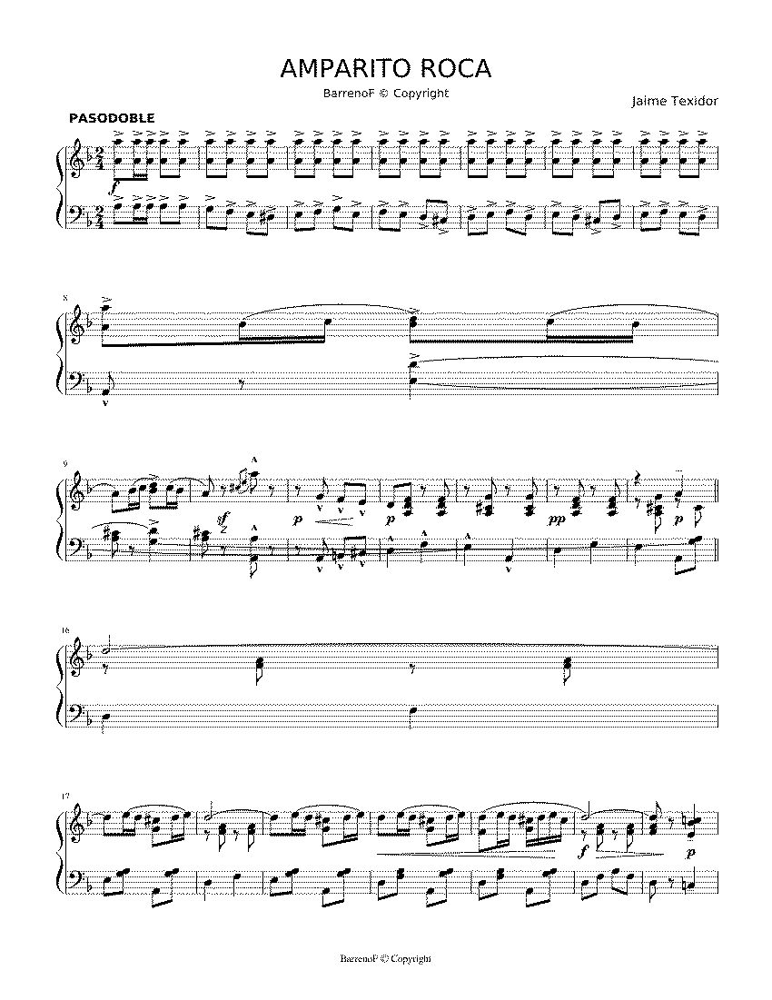 Partitura Pasodoble en El Mundo