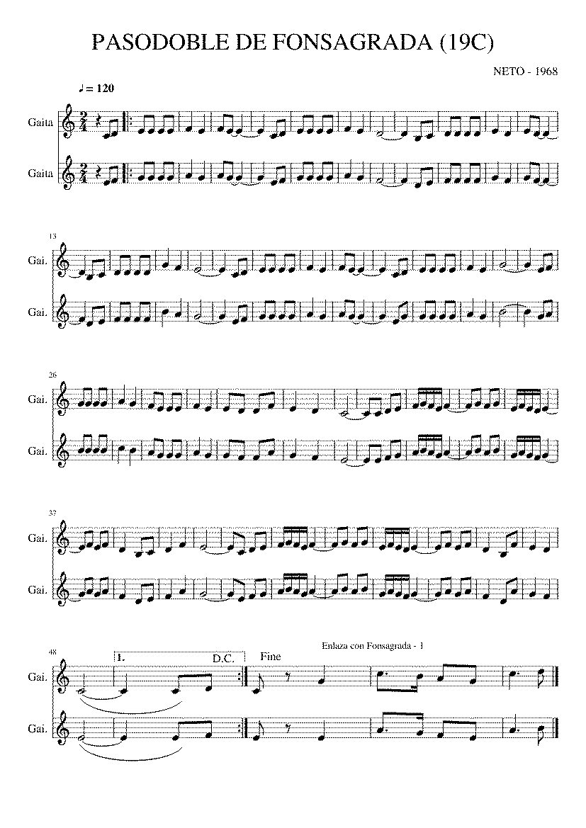 Partitura Pasodoble Fonsagrada