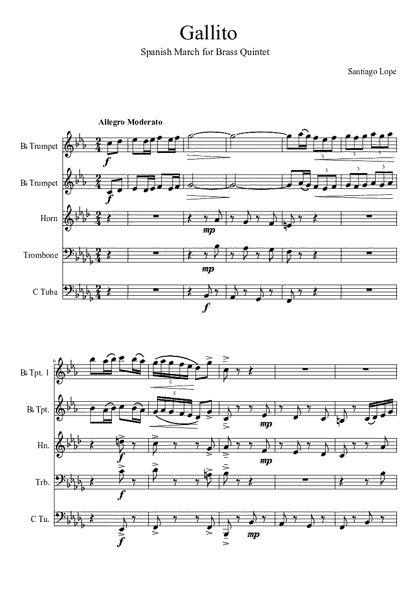 Partitura Pasodoble Gallito