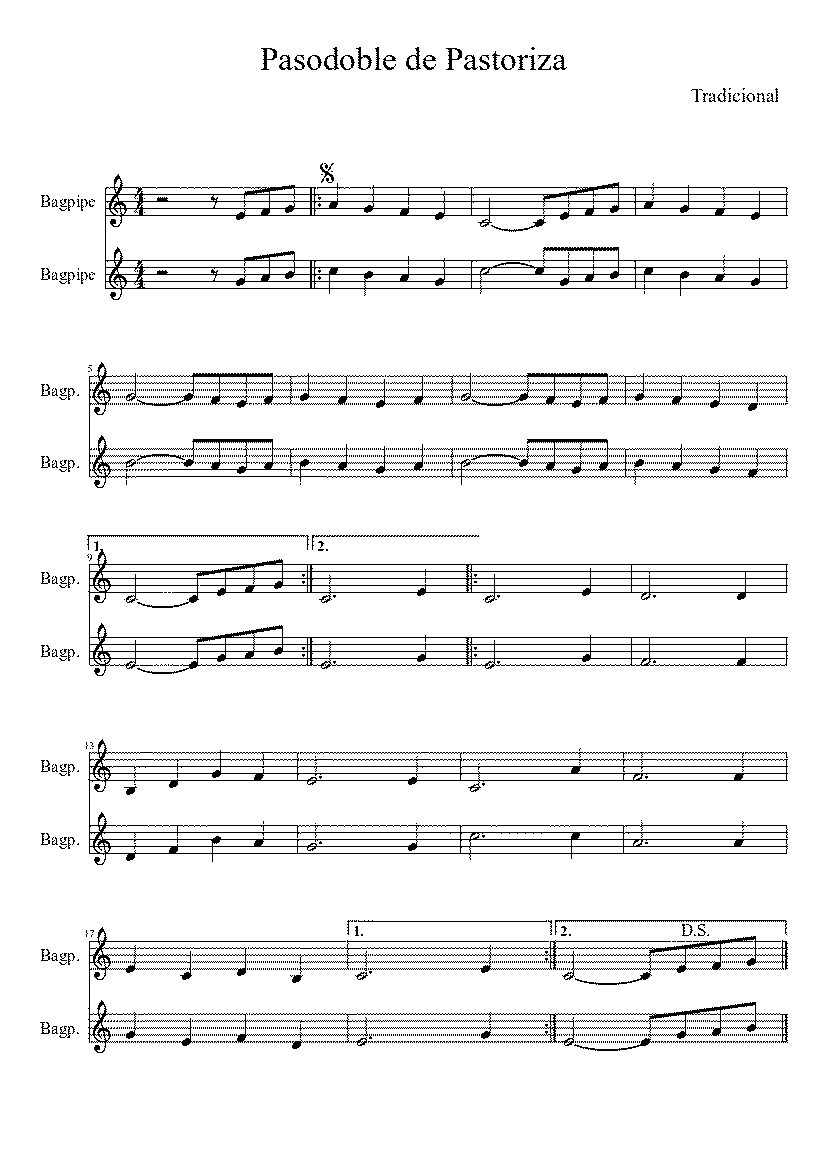 Partitura Pasodoble Pastoriza
