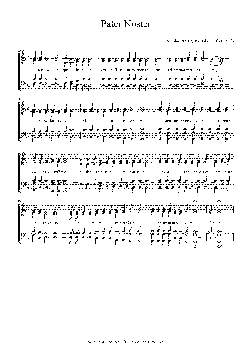 Partitura Pater Noster Rimsky Korsakov