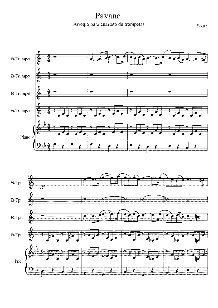 Partitura Pavana de Faure
