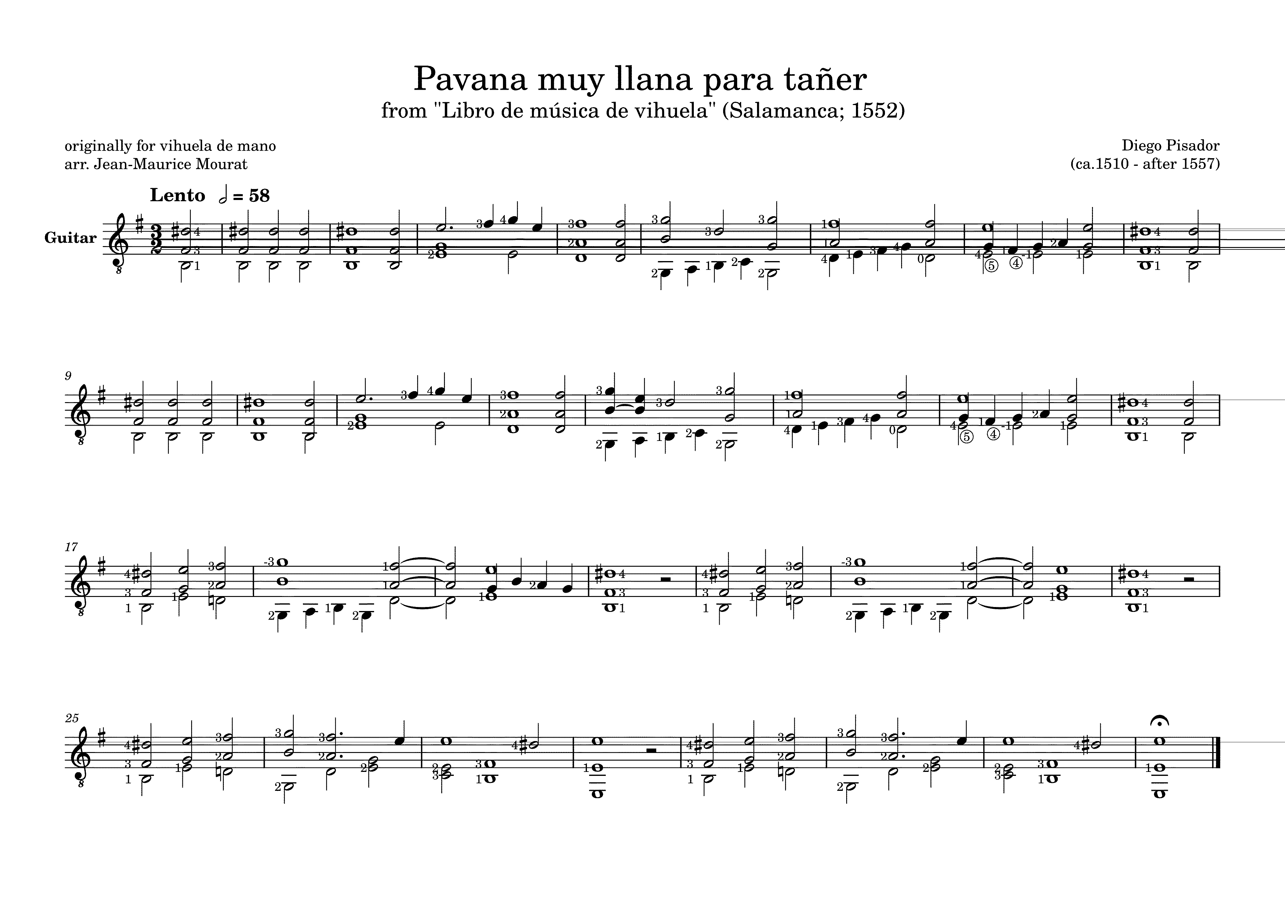Partitura Pavana Muy Llana Para Tañer
