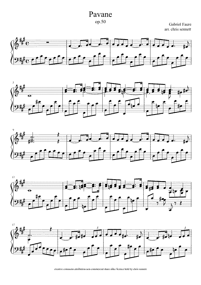 Partitura Pavane Faure
