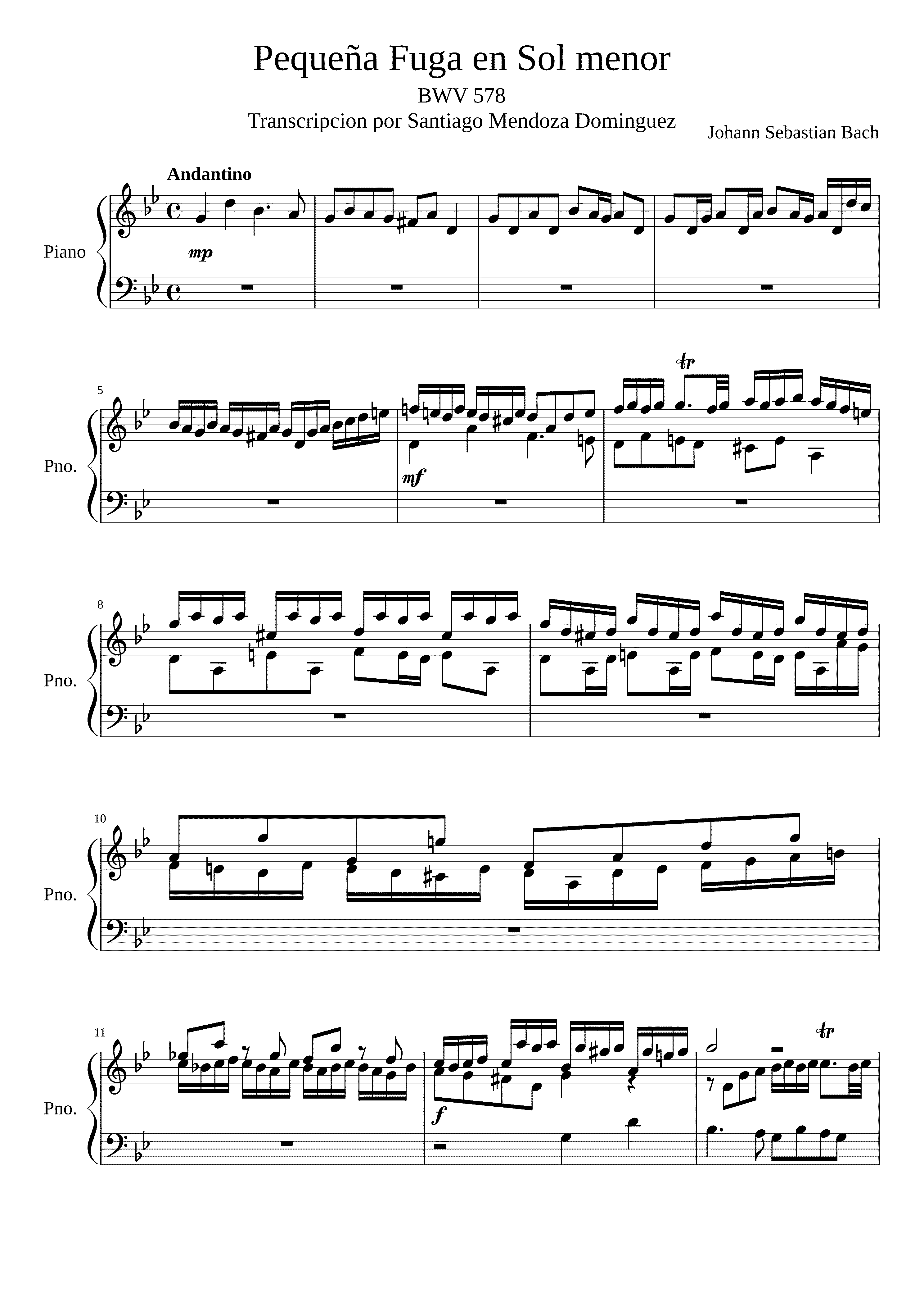 Partitura Pequeña Fuga Bach