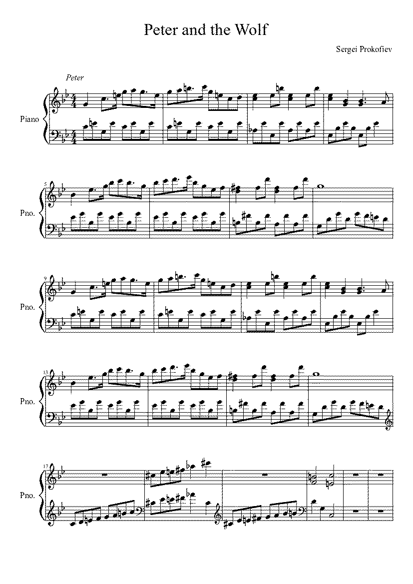 Partitura Peter And The Wolf