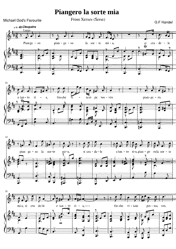 Partitura Piangero La Sorte Mia