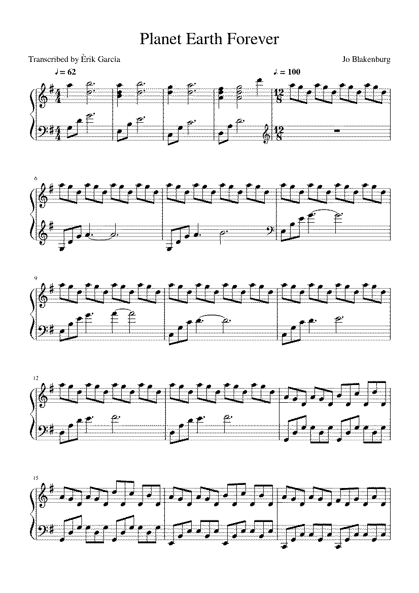 Partitura Planet Earth Forever