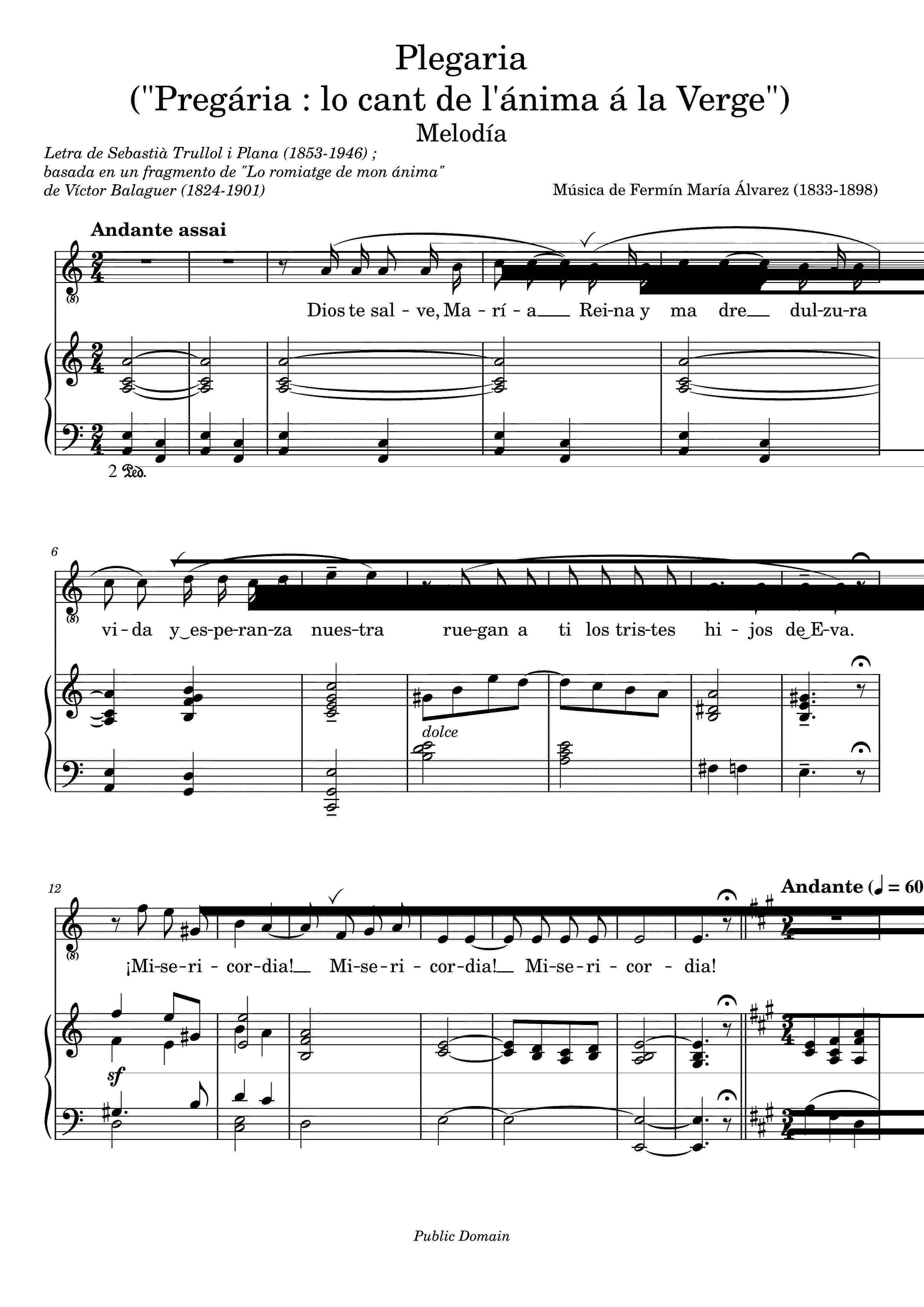 Partitura Plegaria de Alvarez