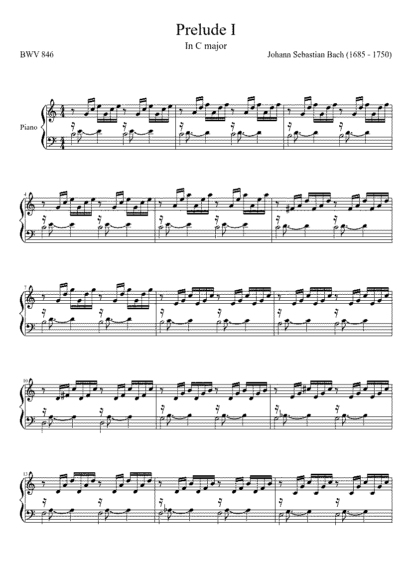 Partitura Prelude In C Major Bach