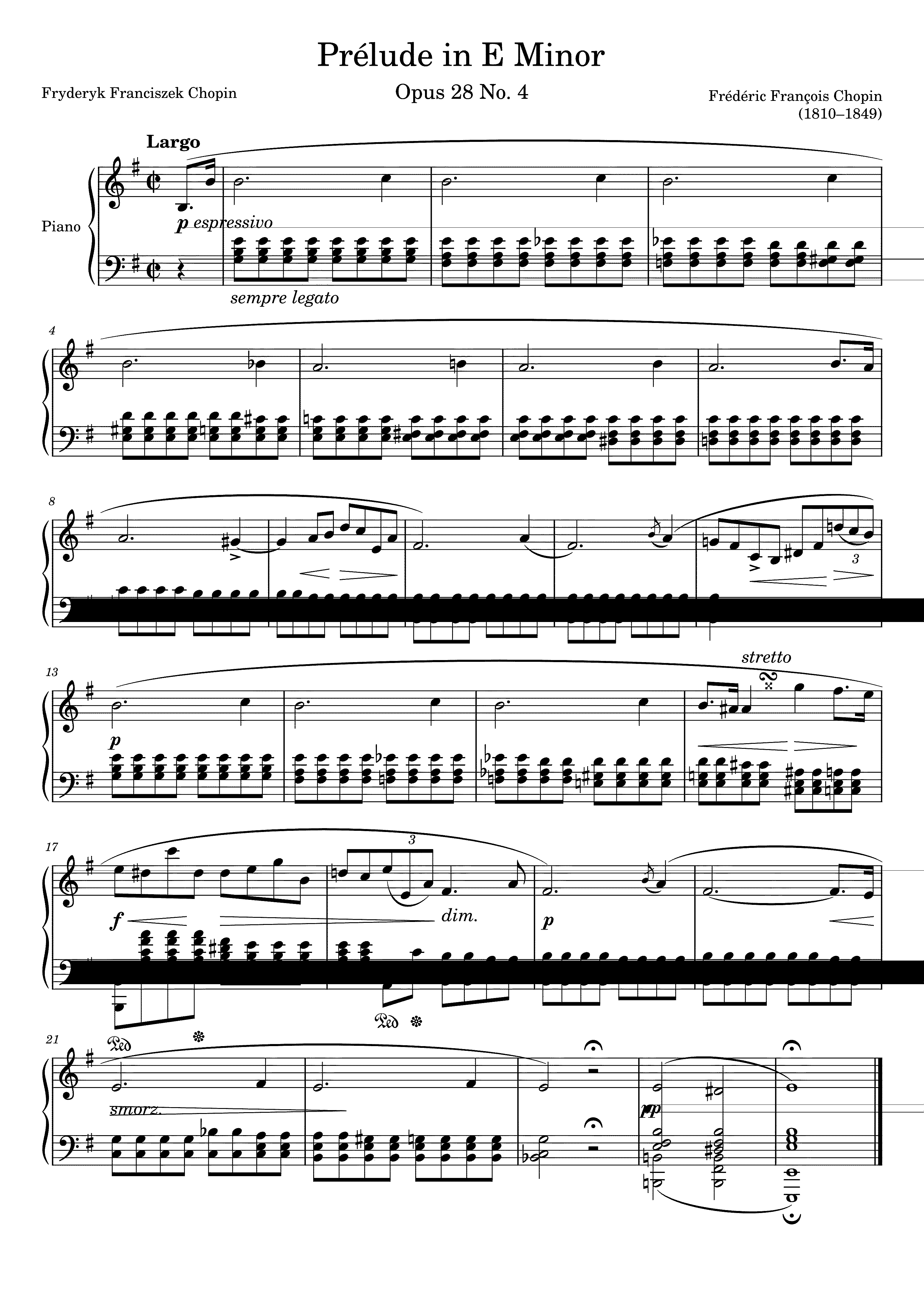 Partitura Prelude In E Minor Chopin