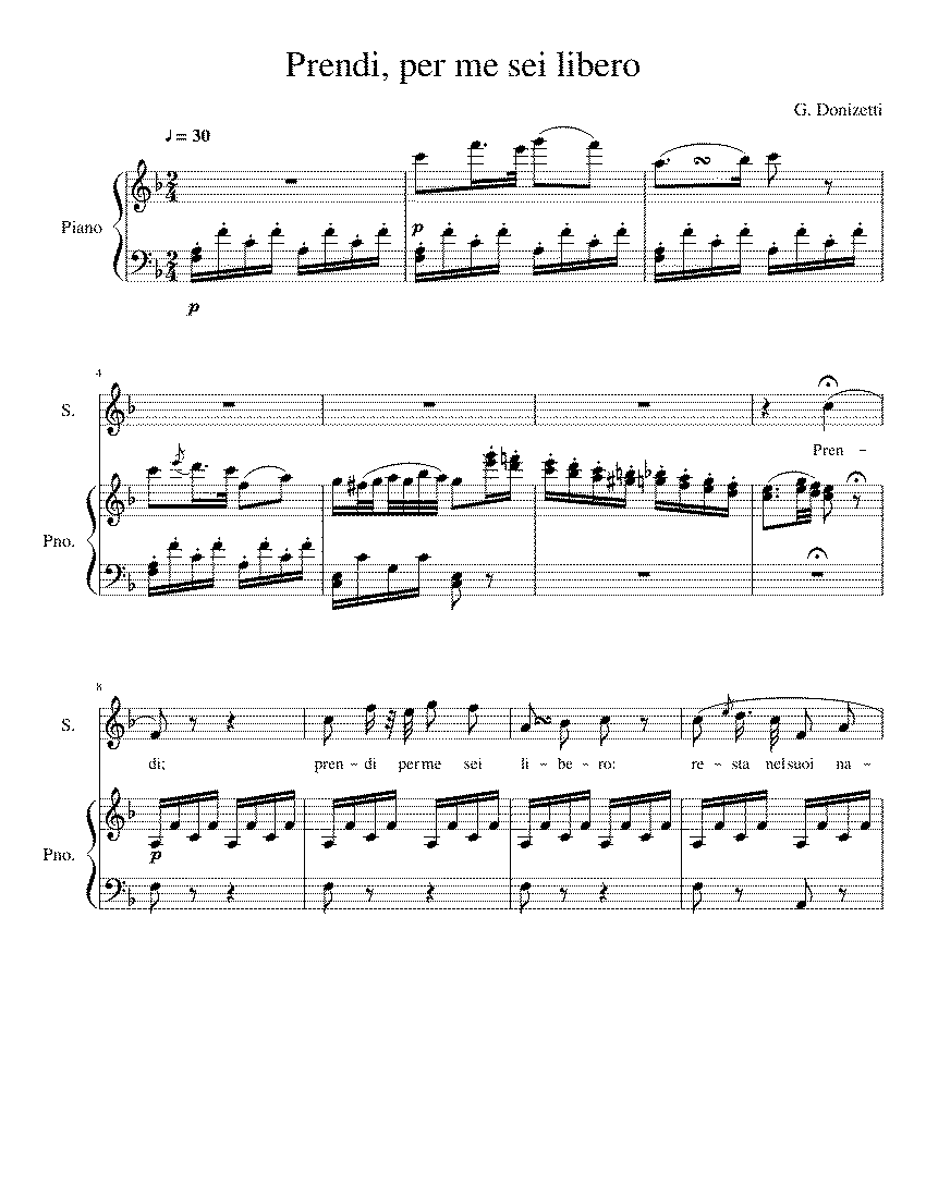 Partitura Prendi Per Me Sei Libero