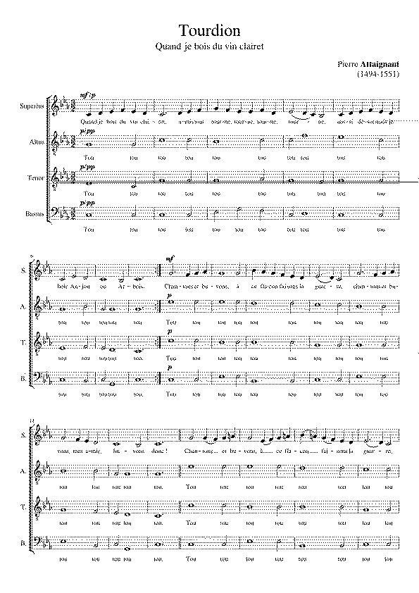 Partitura Quand Je Bois Du Vin Clairet