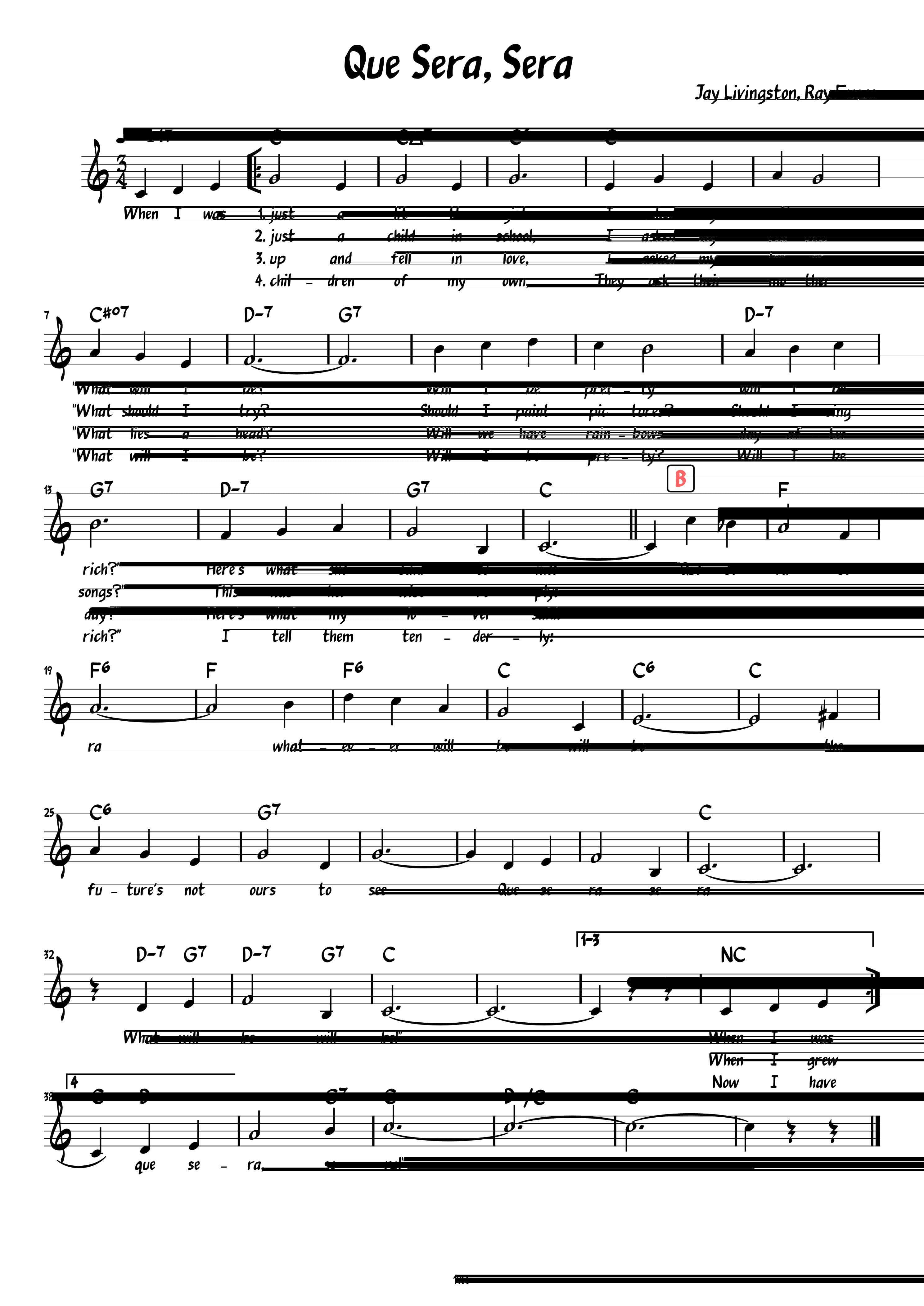 Partitura Que Sera Sera