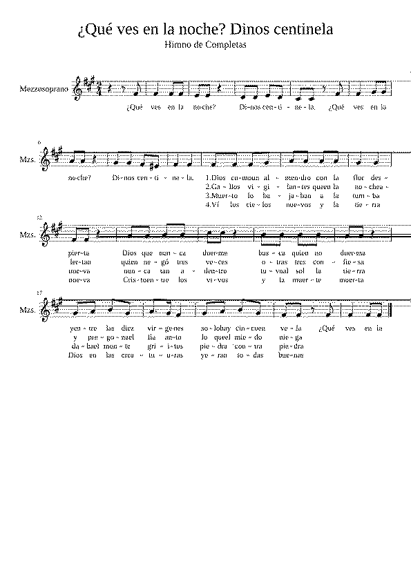 Partitura Que Ves en La Noche Dinos Centinela