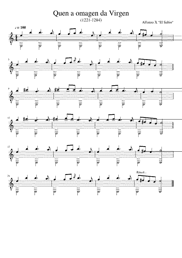 Partitura Quen a Omagen Cantiga