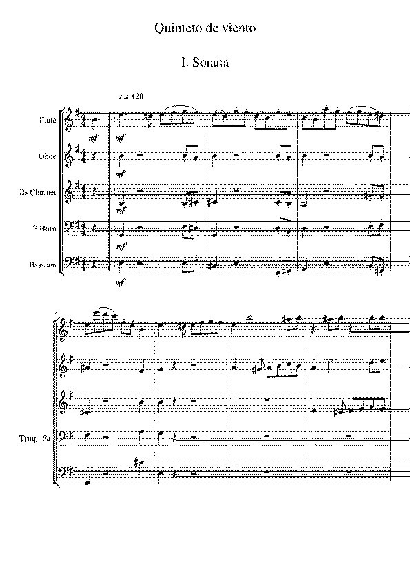 Partitura Quinteto Viento