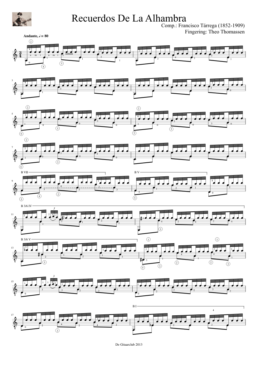 Partitura Recuerdos de la Alhambra