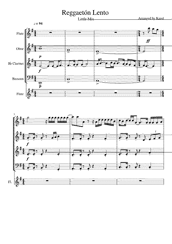 Partitura Reggaeton Mix