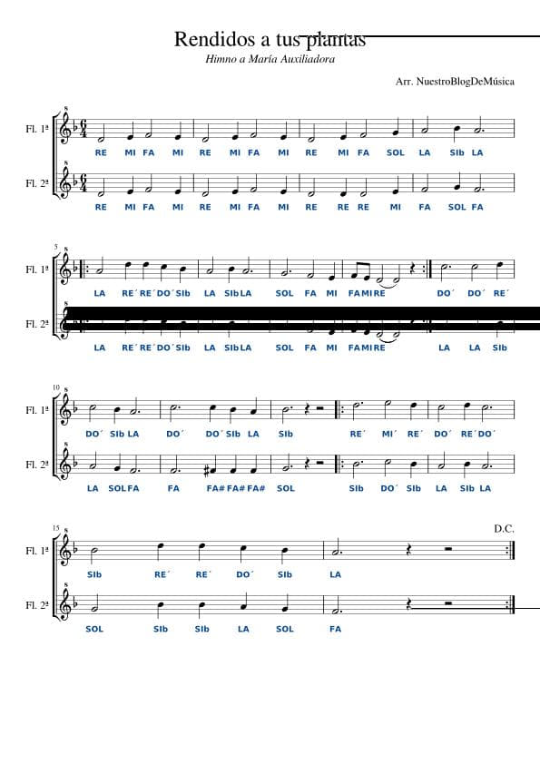 Partitura Rendidos a Tus Plantas