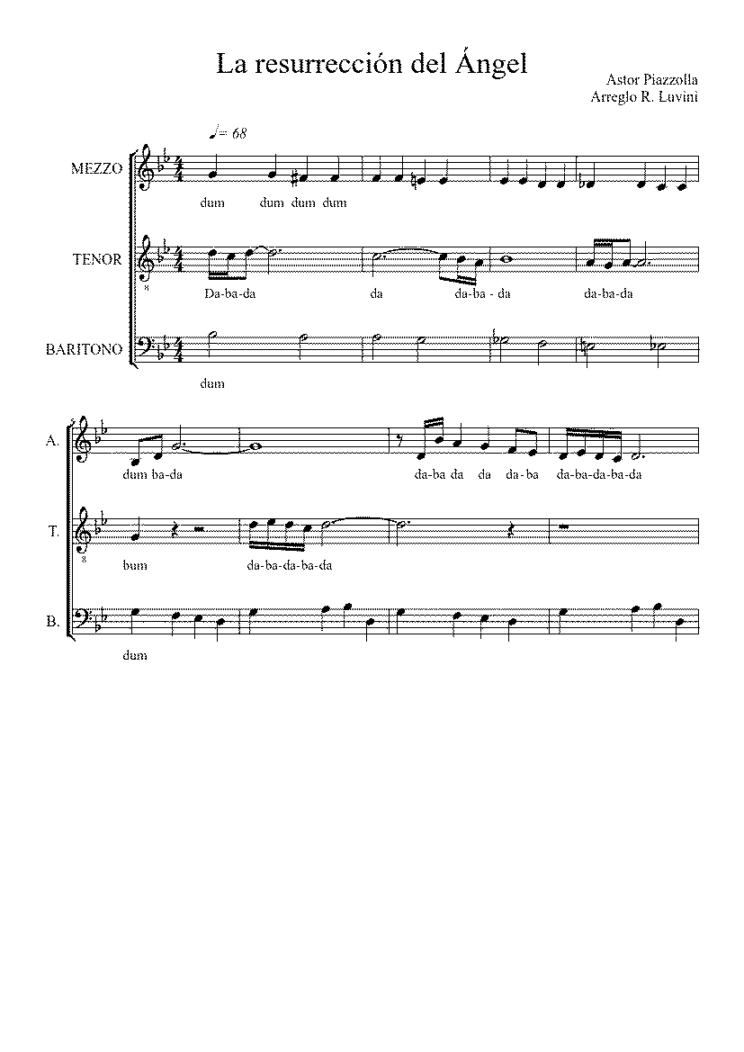 Partitura Resurreccion del Angel Astor Piazzolla