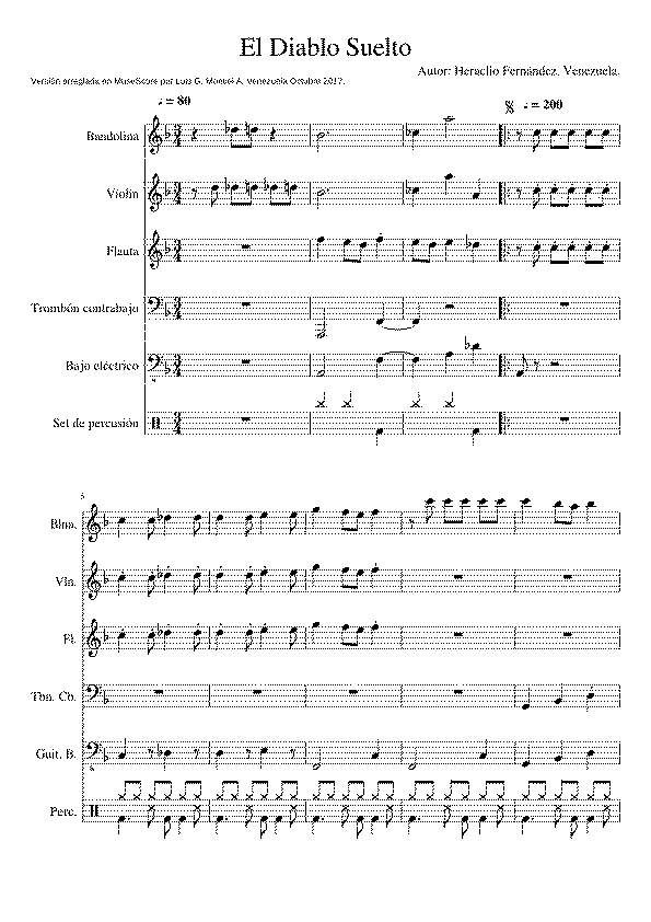 Partitura Ritmo en Una