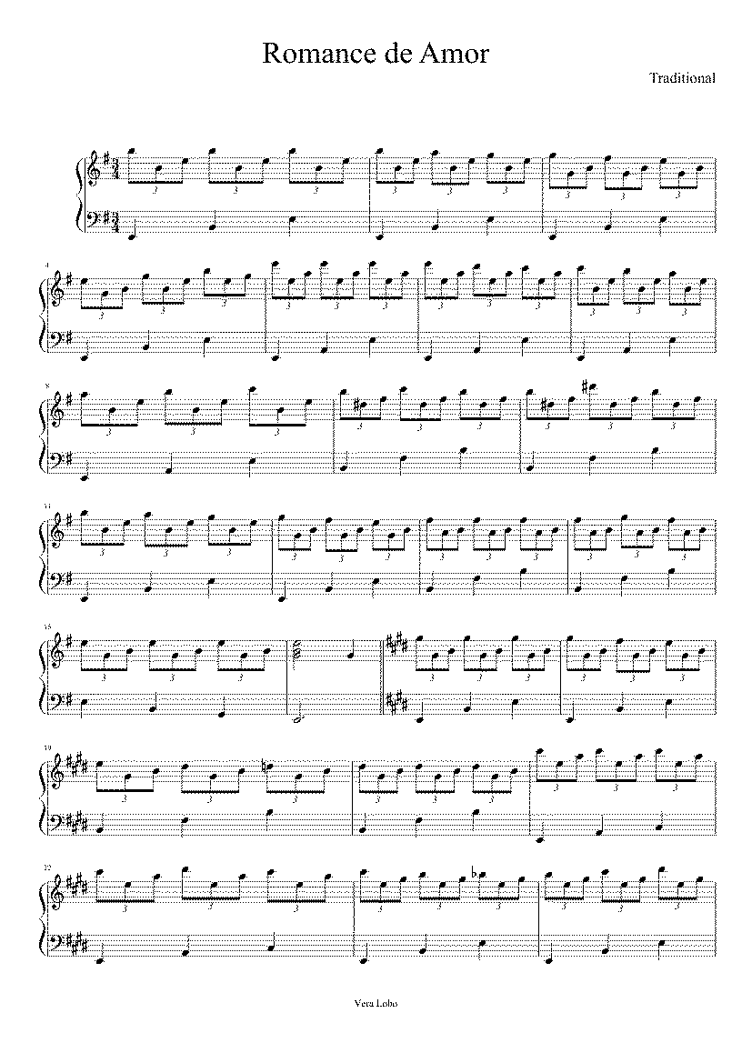 Partitura Romance de Amor