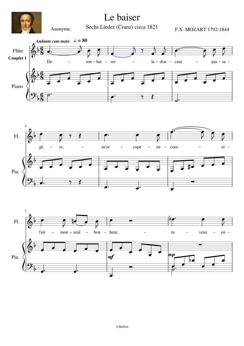 Partitura Romance de Mozart