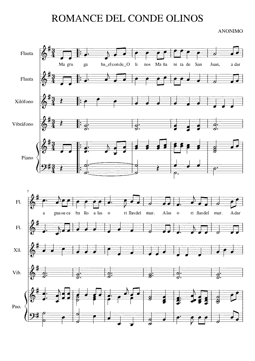 Partitura Romance del Conde Olinos