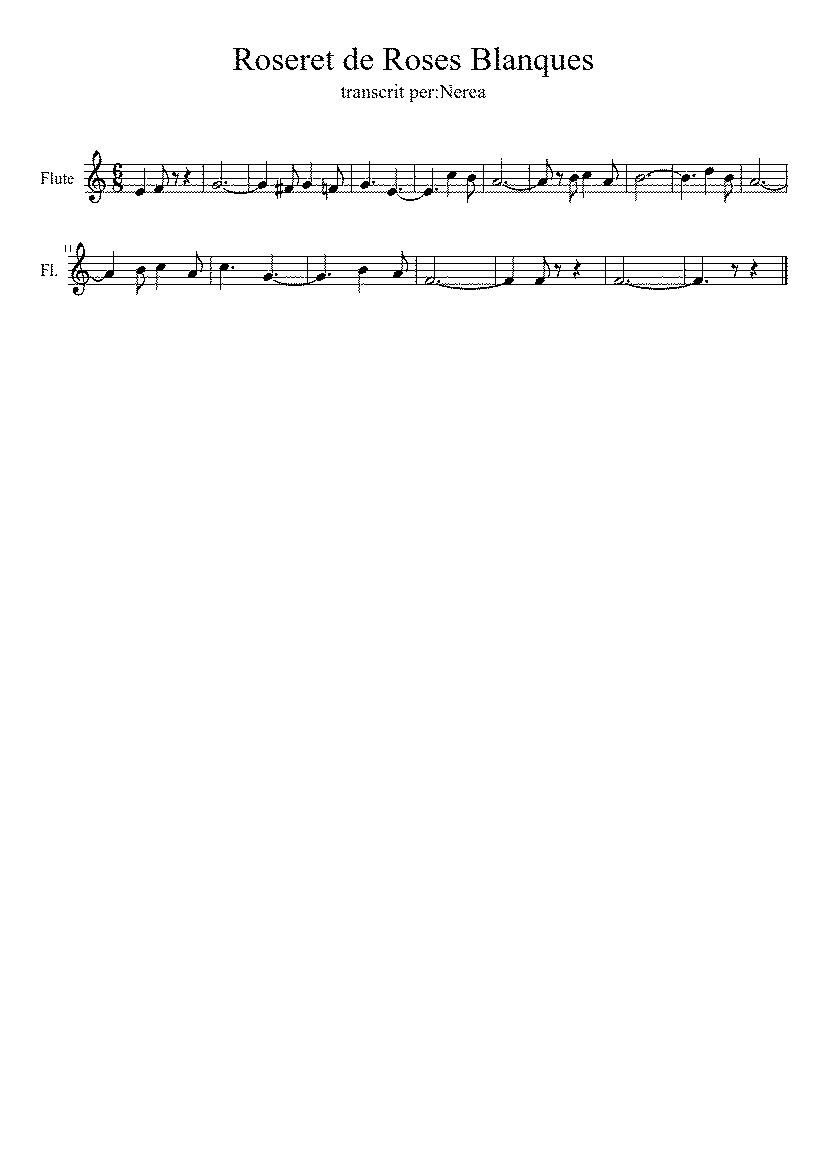 Partitura Roseret de Roses Blanques