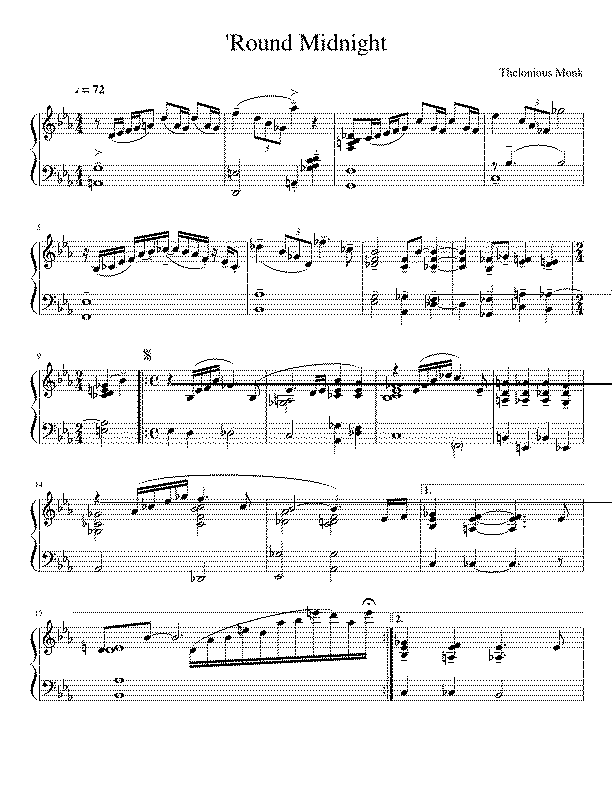 Partitura Round Midnight
