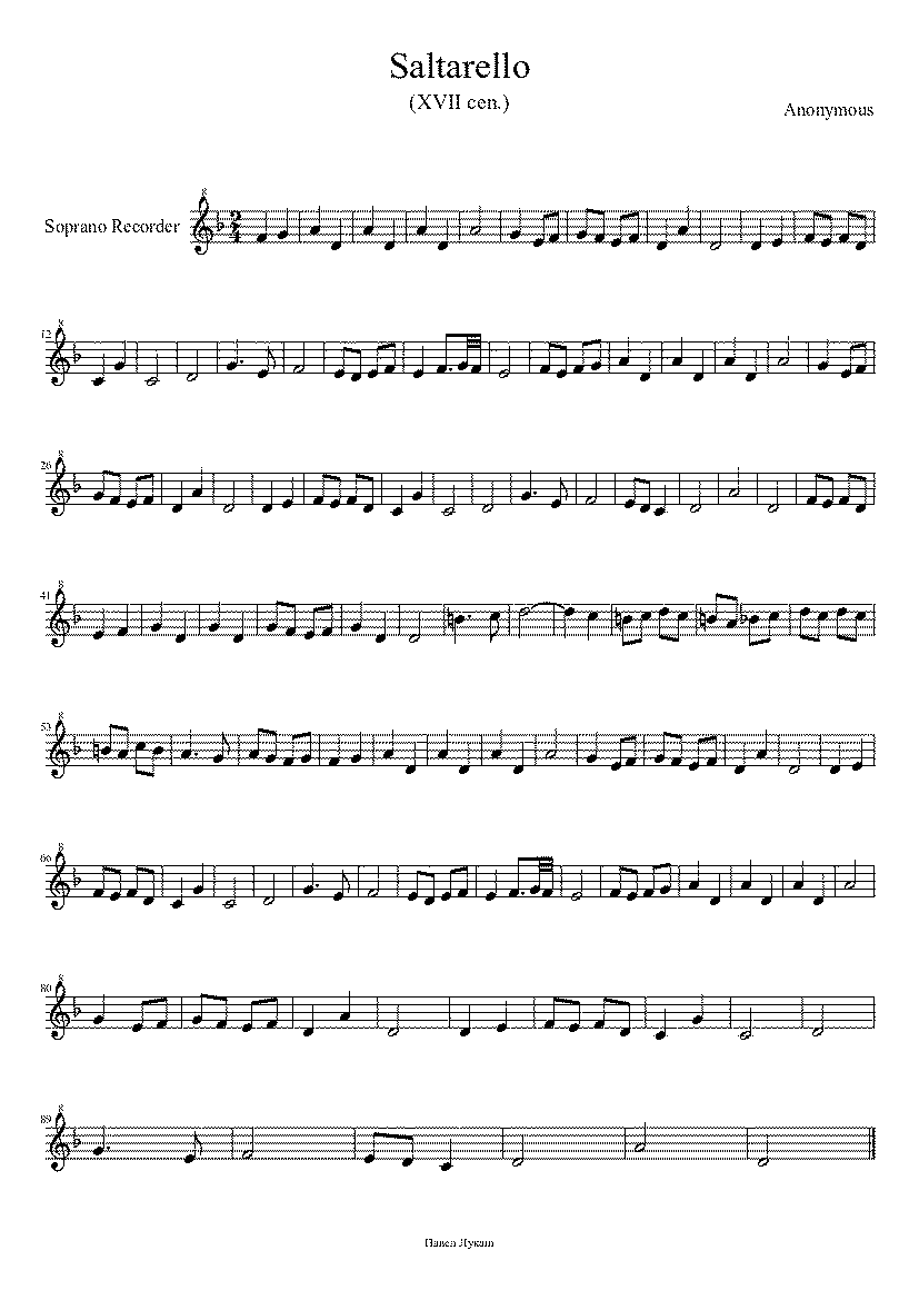 Partitura Saltarello