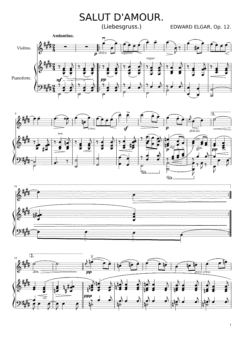 Partitura Salut D'amour Elgar