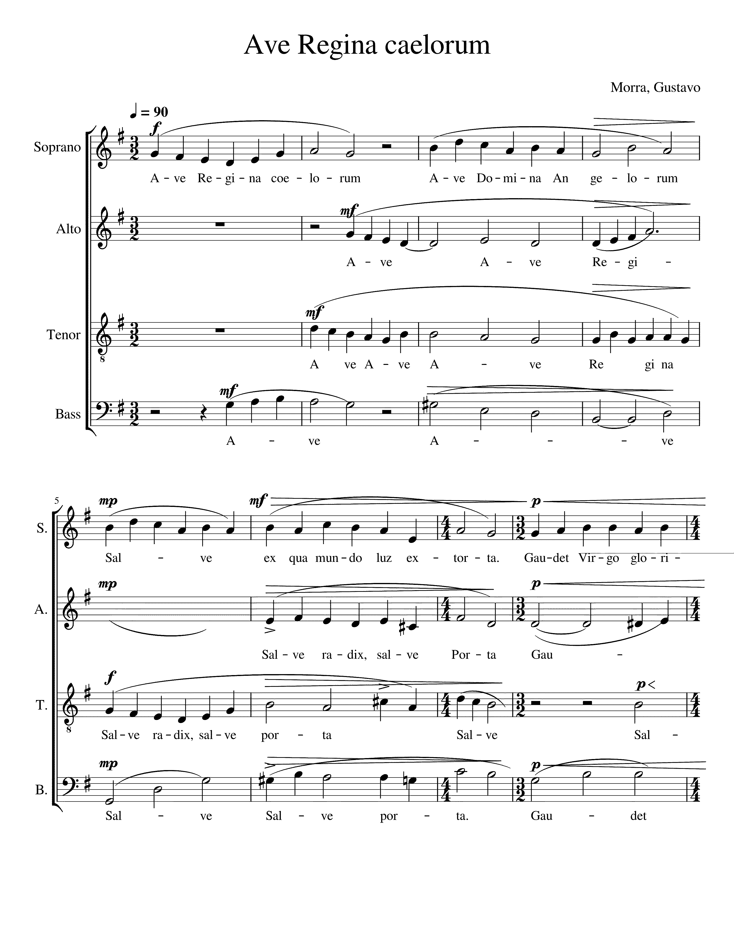 Partitura Salve Reina de Los Cielos