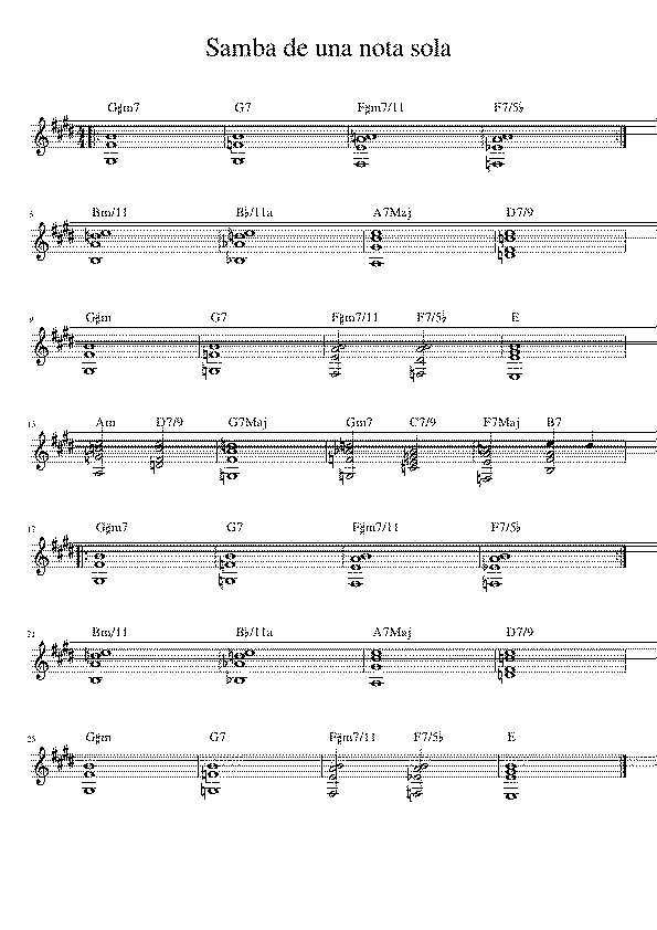 Partitura Samba de Una Sola Nota