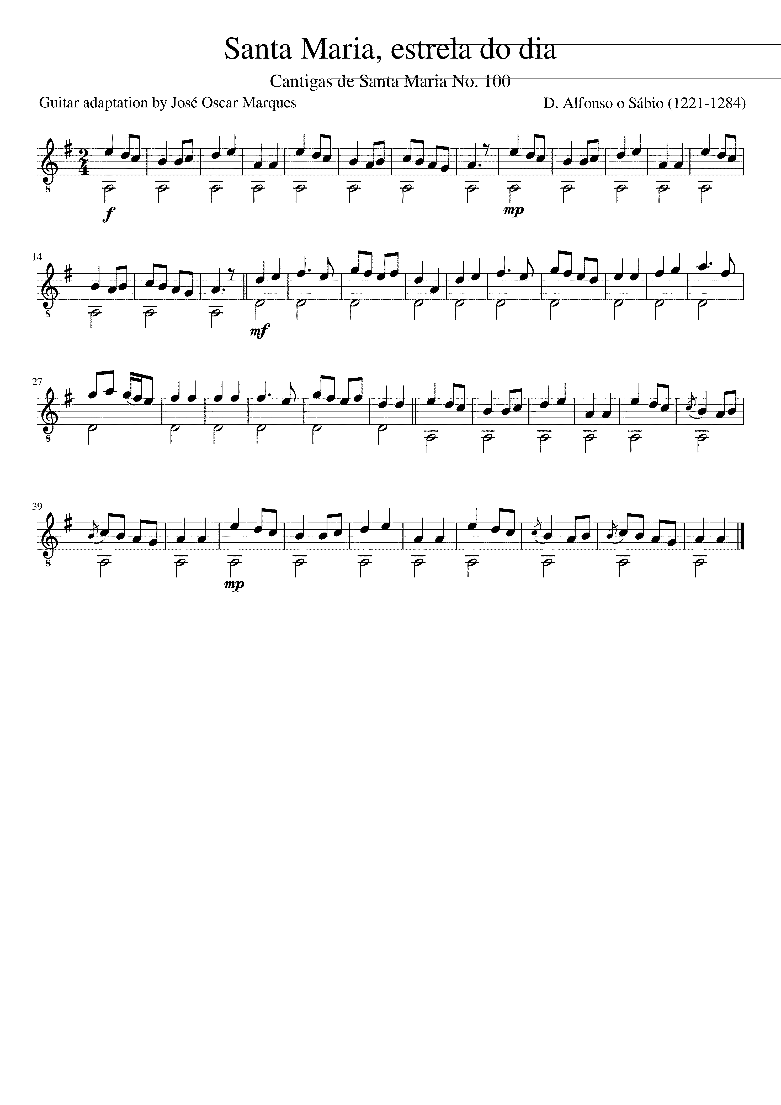 Partitura Santa Maria Estrela Do Dia