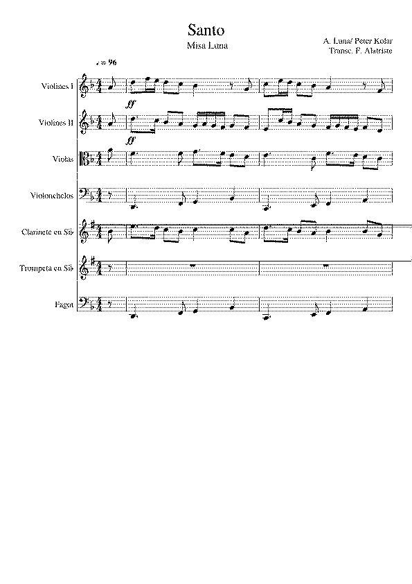 Partitura Santo Alfonso Luna