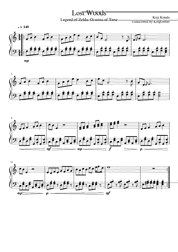 Partitura Saria's Song