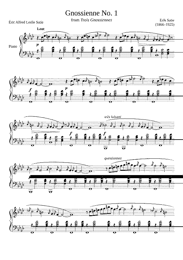 Partitura Satie Gnossienne 1